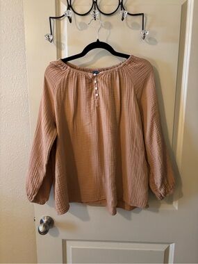 Women's 100% cotton Peasant Blouse - Soft Button Front